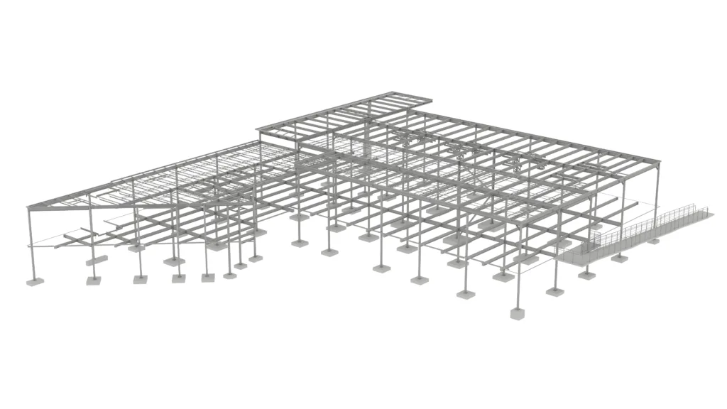Overview of 3D steel detailing model for medical facility expansion