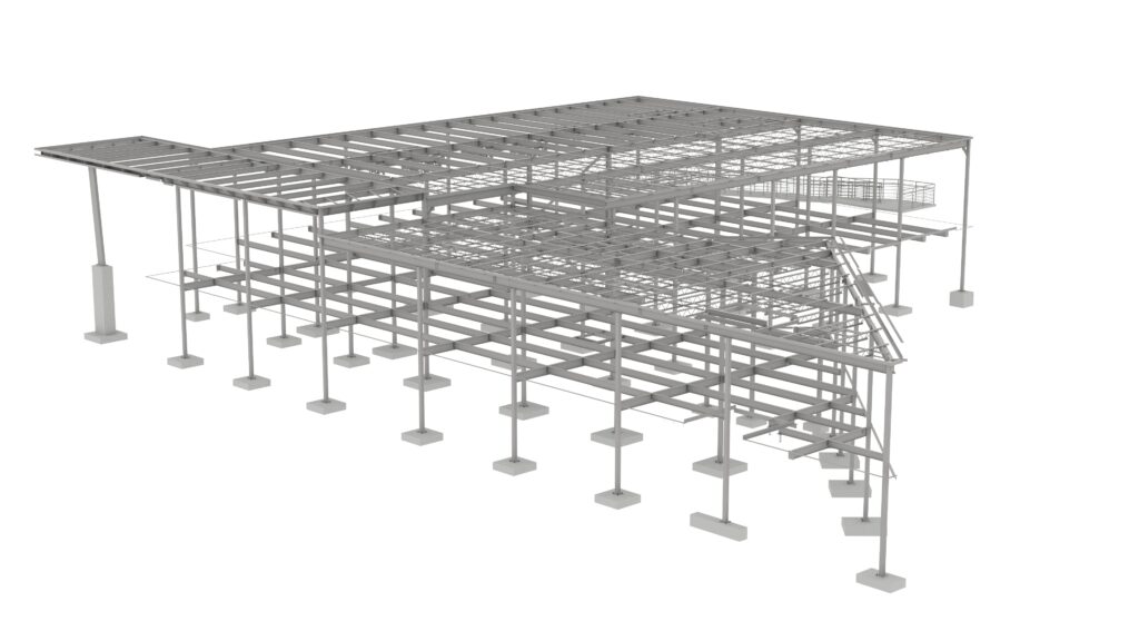 3D model of structural steel framing for healthcare facility expansion project