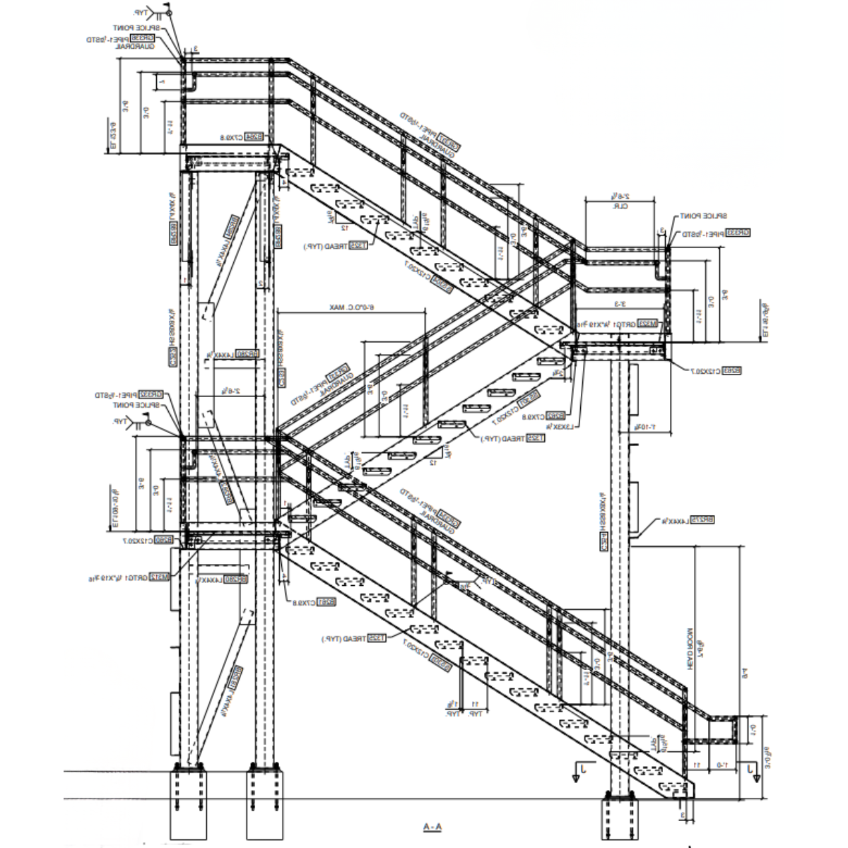 Steel stair drawing